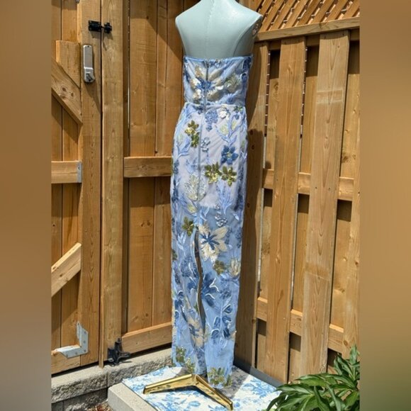 🆕 BRONX & BANCO 🧿 NWOT Dahlia Floral Gown, Baby Blue Multi Maxi - Sz M US 6 - Picture 10 of 15